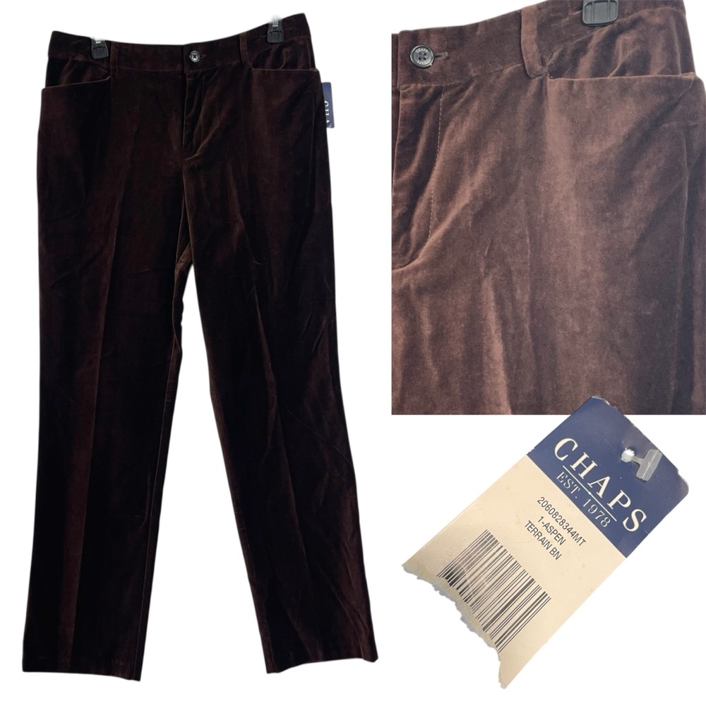 NWT 90s Chaps Velvet Pants Brown 8 Aspen Terrain Trouser Career Minimal Work